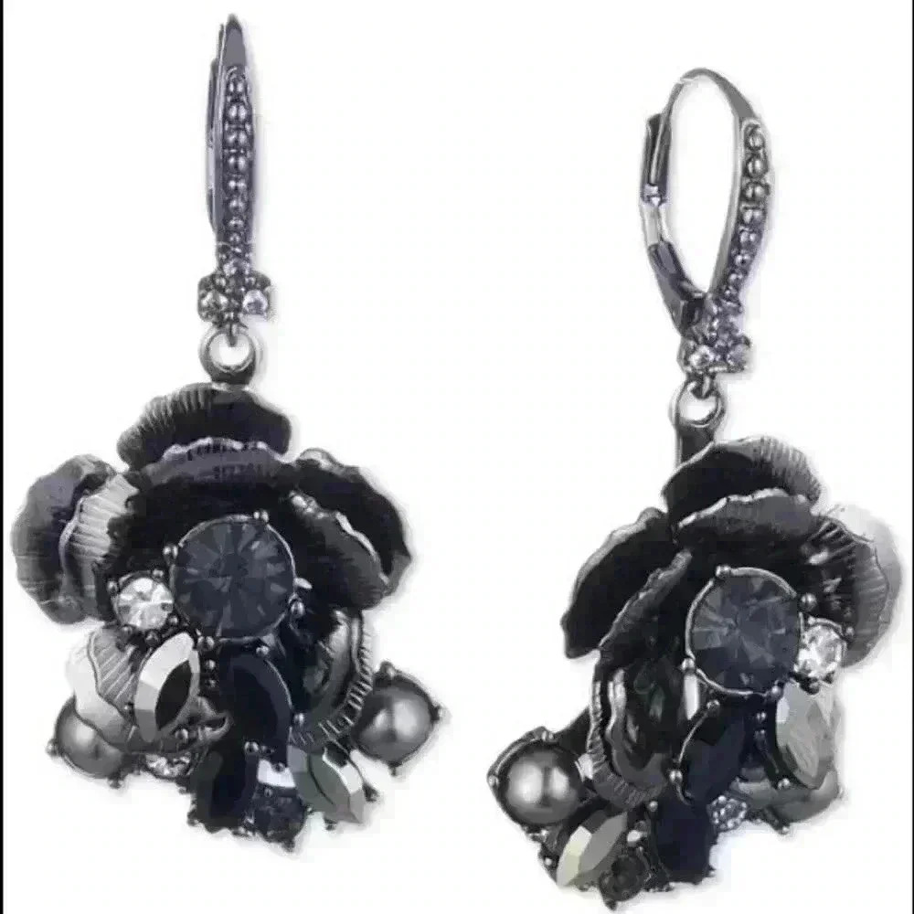Marchesa new Hematite Tone Crystal Flower …